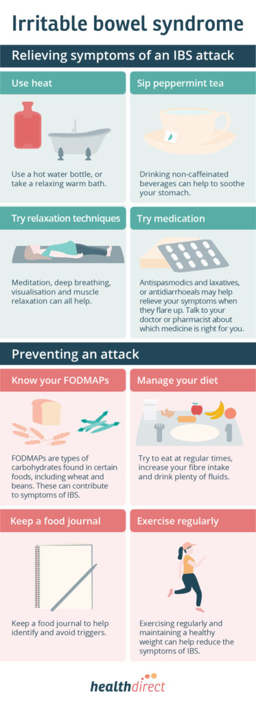 Tips on how to deal with the symptoms of IBS - infographic